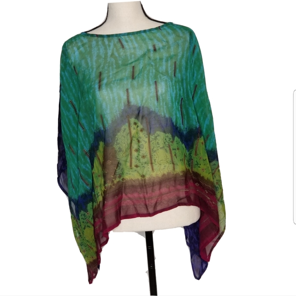 Vintage Phool  Hippie Sheer TUNIC Open Sleeve Cove